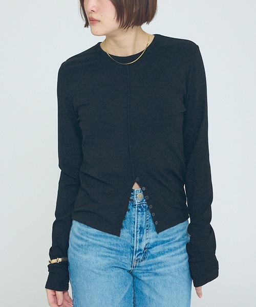 NOMINE（ノミネ）の「【NOMINE】フロントラインスリット ロンT（Tシャツ/カットソー・レディース・ブルー系その他/ブラウン/ブラック/チャコールグレー・フリー）」の9枚目の写真