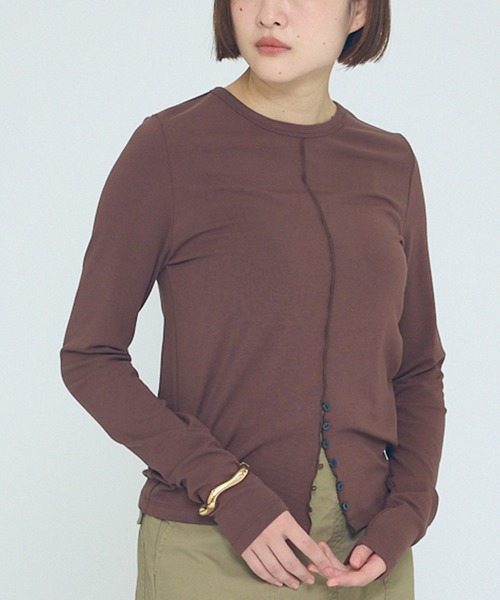 NOMINE（ノミネ）の「【NOMINE】フロントラインスリット ロンT（Tシャツ/カットソー・レディース・ブルー系その他/ブラウン/ブラック/チャコールグレー・フリー）」の14枚目の写真