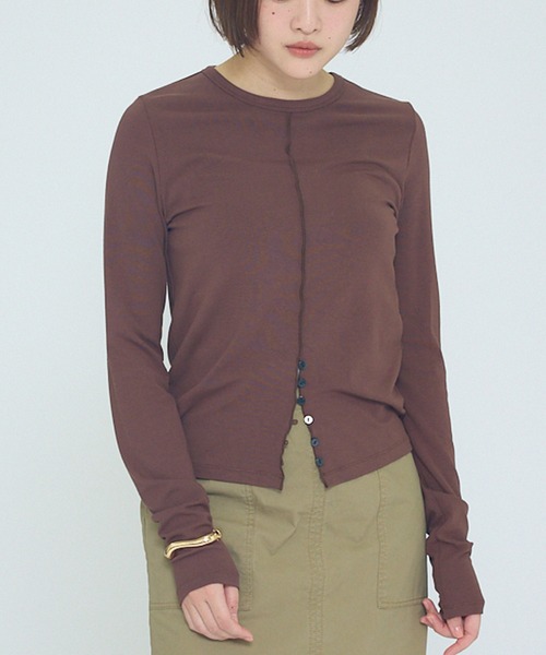 NOMINE（ノミネ）の「【NOMINE】フロントラインスリット ロンT（Tシャツ/カットソー・レディース・ブルー系その他/ブラウン/ブラック/チャコールグレー・フリー）」の15枚目の写真