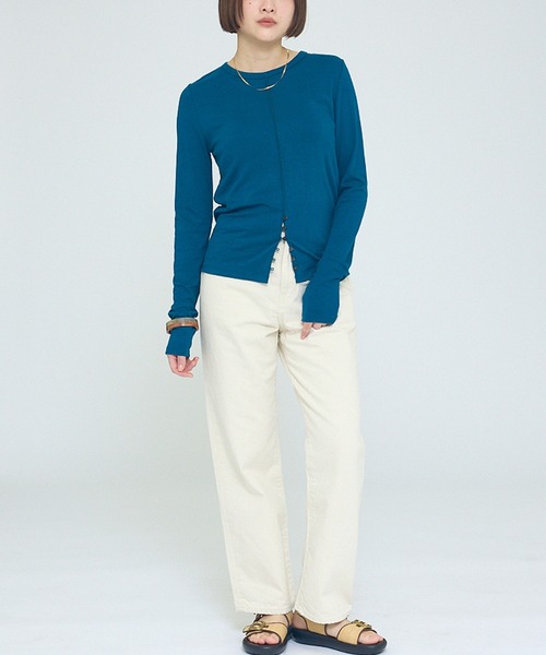 NOMINE（ノミネ）の「【NOMINE】フロントラインスリット ロンT（Tシャツ/カットソー・レディース・ブルー系その他/ブラウン/ブラック/チャコールグレー・フリー）」の16枚目の写真