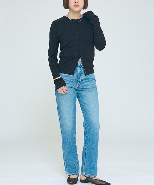 NOMINE（ノミネ）の「【NOMINE】フロントラインスリット ロンT（Tシャツ/カットソー・レディース・ブルー系その他/ブラウン/ブラック/チャコールグレー・フリー）」の5枚目の写真