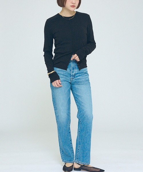 NOMINE（ノミネ）の「【NOMINE】フロントラインスリット ロンT（Tシャツ/カットソー・レディース・ブルー系その他/ブラウン/ブラック/チャコールグレー・フリー）」の6枚目の写真