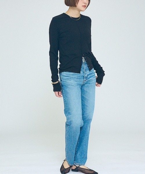 NOMINE（ノミネ）の「【NOMINE】フロントラインスリット ロンT（Tシャツ/カットソー・レディース・ブルー系その他/ブラウン/ブラック/チャコールグレー・フリー）」の7枚目の写真