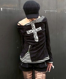 Never mind the XU | 【Never mind the XU】layered cross long sleeve / 【ネバーマインド ザ エックスユー】レイヤードクロス長袖Tシャツ(Tシャツ/カットソー)