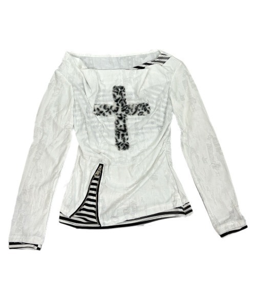 Never mind the XU（ネバーマインドザエックスユー）の「【Never mind the XU】layered cross long sleeve / 【ネバーマインド ザ エックスユー】レイヤードクロス長袖Tシャツ（Tシャツ/カットソー・レディース・ホワイト/ブラック・ONE SIZE）」の20枚目の写真