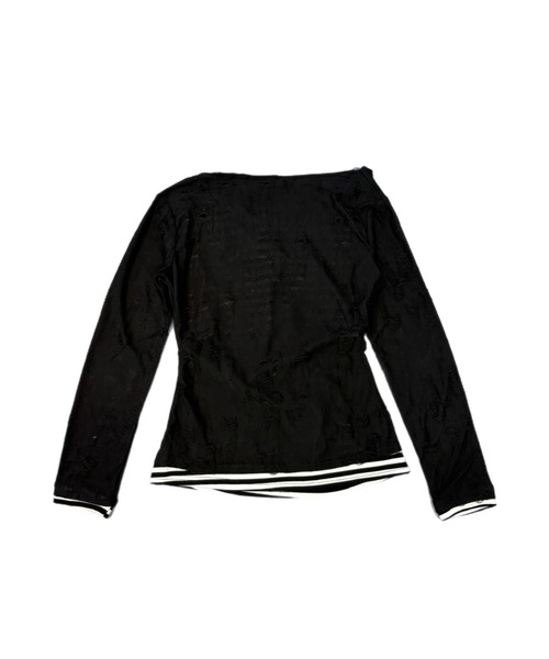 Never mind the XU（ネバーマインドザエックスユー）の「【Never mind the XU】layered cross long sleeve / 【ネバーマインド ザ エックスユー】レイヤードクロス長袖Tシャツ（Tシャツ/カットソー・レディース・ホワイト/ブラック・ONE SIZE）」の22枚目の写真