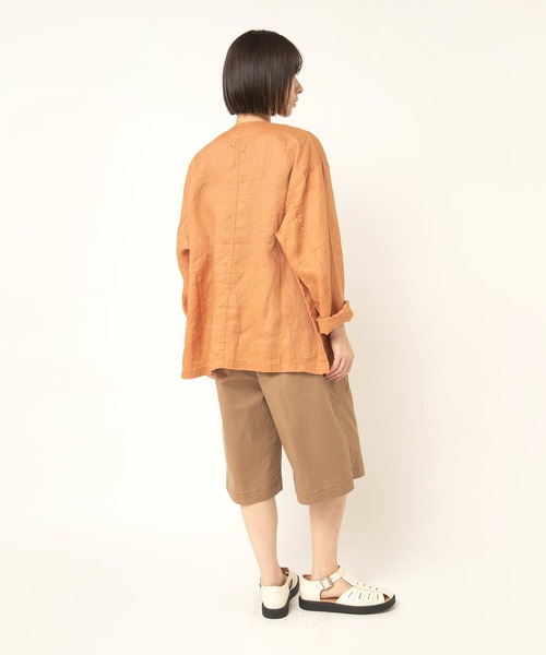 RNA-N(アールエヌエーエヌ)の「B2952 リネンワークジャケット(ノーカラージャケット・レディース・キャメル/ブラック/キナリ・FREE)」の13枚目の写真