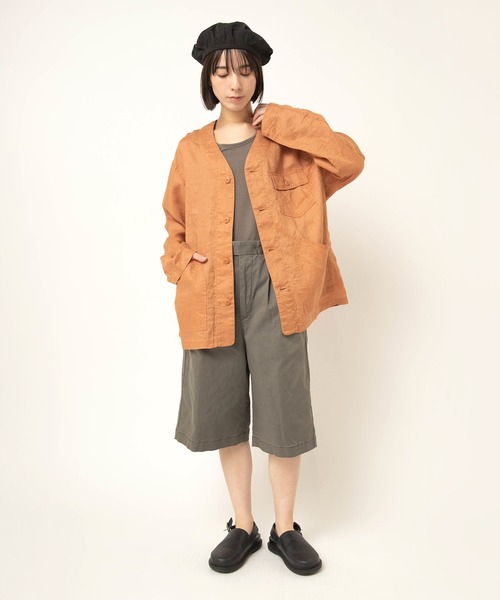 RNA-N(アールエヌエーエヌ)の「B2952 リネンワークジャケット(ノーカラージャケット・レディース・キャメル/ブラック/キナリ・FREE)」の11枚目の写真