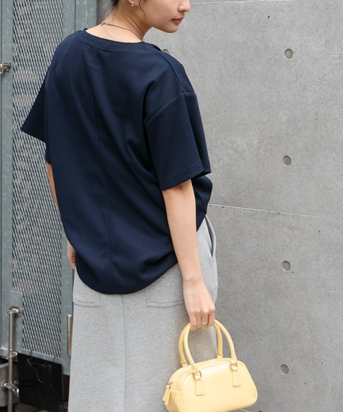 anyway.シリーズ】ワッフル ヘンリーネック 優秀Tシャツ (吸水速乾・毛
