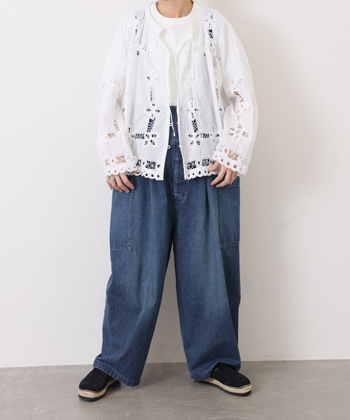 JOURNAL STANDARD LUXE(ジャーナルスタンダード ラックス)の「バテンレース スタンドカラーギャザーブラウス(シャツ/ブラウス・レディース・ブラック/ホワイト・FREE)」の8枚目の写真