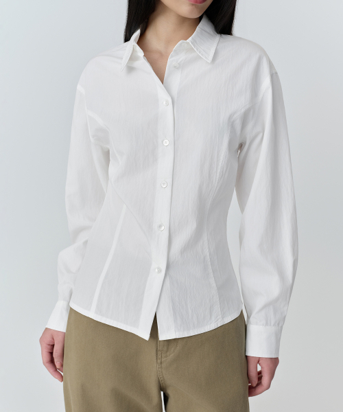 MUSINSA STANDARD WOMAN（ムシンサスタンダードウーマン）の「ウィメンズ RN シンチッドシャツ [ホワイト]（シャツ/ブラウス・レディース・その他・X-SMALL/SMALL/MEDIUM/LARGE）」の5枚目の写真