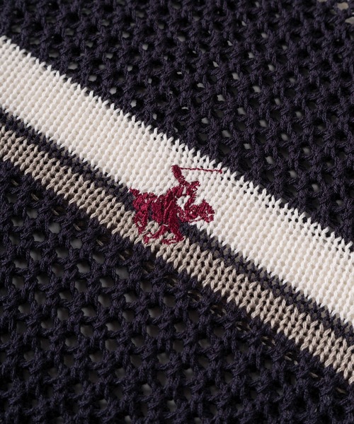 BEVERLY HILLS POLO CLUB（ビバリーヒルズポロクラブ）の「【71】【BEVERLY HILLS POLO CLUB/ビバリーヒルズポロクラブ】ワンポイント刺繍  ショート丈 メッシュ ワイドポロシャツ/レディース（ポロシャツ・レディース・ネイビー/アイボリー/ライトグリーン・M）」の5枚目の写真