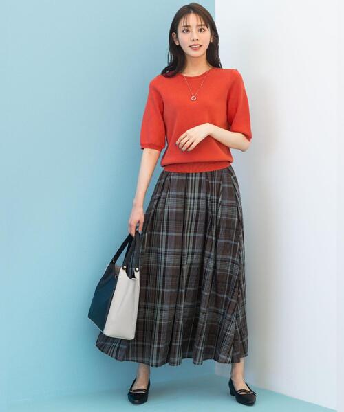 grove(グローブ)の「【貴島明日香さん着用】マドラスチェックタックボリュームスカート(スカート・レディース・ダークブラウン系1/ブルー系その他3・02/03/05/04/01)」の4枚目の写真