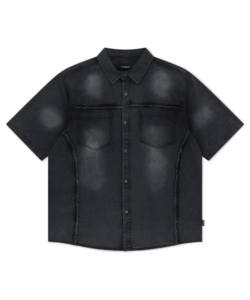 MAHAGRID（マハグリッド）の「『mahagrid/マハグリッド』 DENIM STUD HALF SHIRT/デニムスタッズ 半袖シャツ（シャツ/ブラウス・メンズ・ブルー/ブラック・S/M）」の13枚目の写真