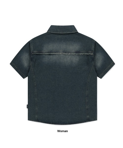 MAHAGRID（マハグリッド）の「『mahagrid/マハグリッド』 DENIM STUD HALF SHIRT/デニムスタッズ 半袖シャツ（シャツ/ブラウス・メンズ・ブルー/ブラック・S/M）」の20枚目の写真