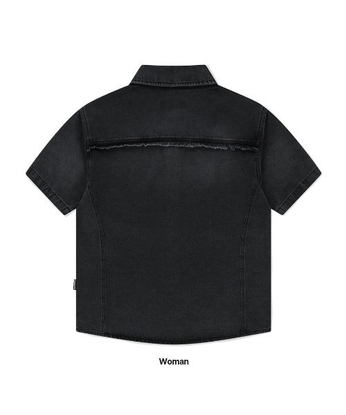 MAHAGRID（マハグリッド）の「『mahagrid/マハグリッド』 DENIM STUD HALF SHIRT/デニムスタッズ 半袖シャツ（シャツ/ブラウス・メンズ・ブルー/ブラック・S/M）」の16枚目の写真