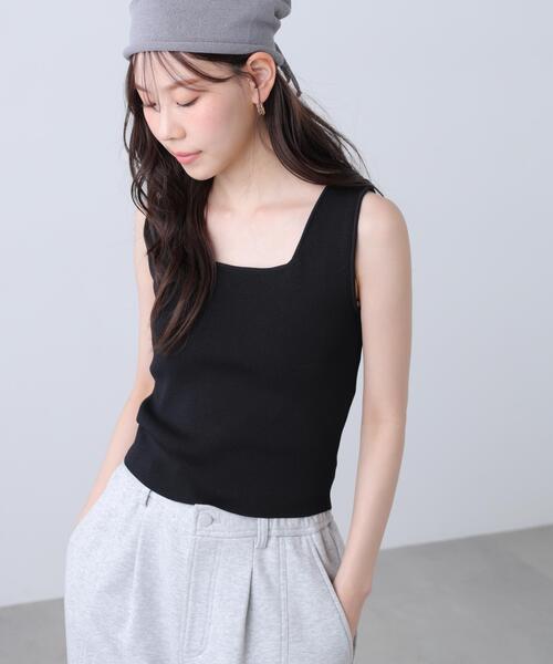 FREE'S MART（フリーズマート）の「◆総針スクエアネックタンクニット（ニット/セーター・レディース・ライトグリーン/ホワイト系その他/ホワイト/ブラック・FREE）」の7枚目の写真