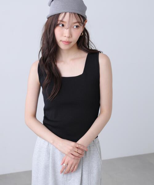 FREE'S MART（フリーズマート）の「◆総針スクエアネックタンクニット（ニット/セーター・レディース・ライトグリーン/ホワイト系その他/ホワイト/ブラック・FREE）」の8枚目の写真