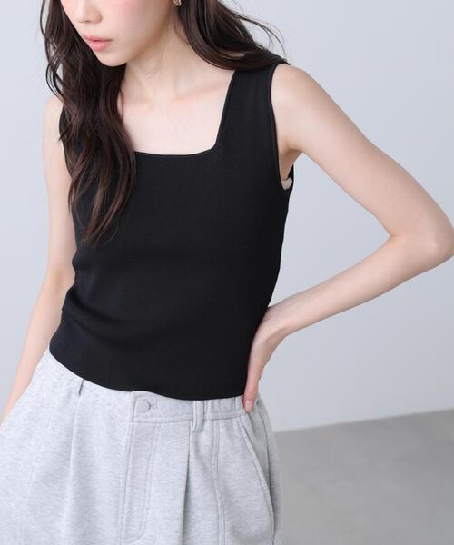 FREE'S MART（フリーズマート）の「◆総針スクエアネックタンクニット（ニット/セーター・レディース・ライトグリーン/ホワイト系その他/ホワイト/ブラック・FREE）」の9枚目の写真