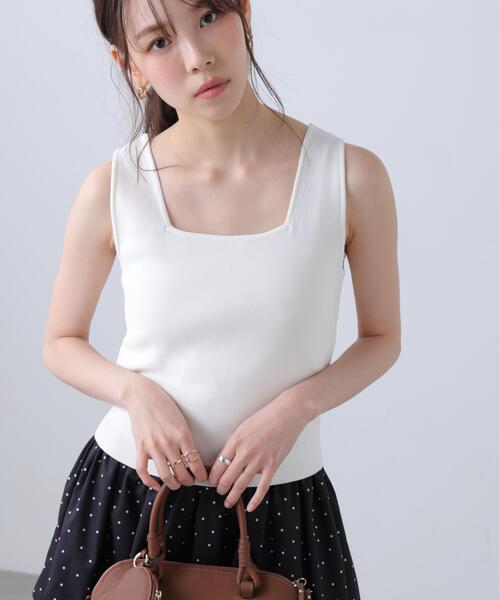 FREE'S MART（フリーズマート）の「◆総針スクエアネックタンクニット（ニット/セーター・レディース・ライトグリーン/ホワイト系その他/ホワイト/ブラック・FREE）」の18枚目の写真