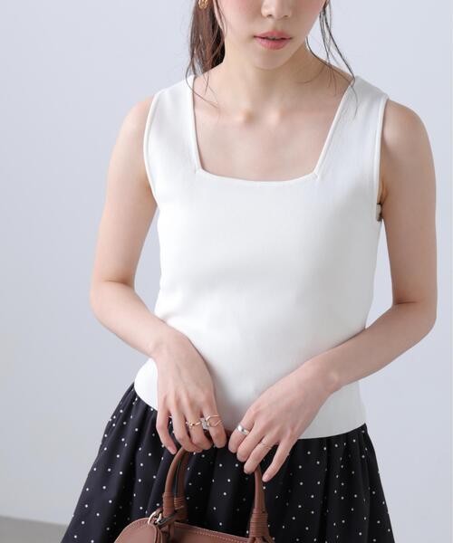 FREE'S MART（フリーズマート）の「◆総針スクエアネックタンクニット（ニット/セーター・レディース・ライトグリーン/ホワイト系その他/ホワイト/ブラック・FREE）」の20枚目の写真