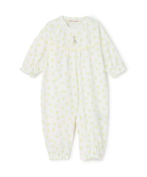 Sophie la girafe（ソフィーラジラフ）の「花柄プリント2WAYオール【日本製】（ロンパース・キッズ・クリーム/ピンク・50-70cm）」の4枚目の写真