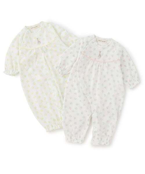 Sophie la girafe（ソフィーラジラフ）の「花柄プリント2WAYオール【日本製】（ロンパース・キッズ・クリーム/ピンク・50-70cm）」の9枚目の写真