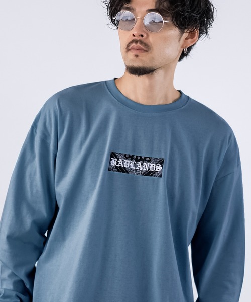 En serio TOKYO(エンソリオトーキョー)の「【SIDEWAYSTANCE】ペイズリーボックスロゴ長袖Tシャツ SIDE24-030(Tシャツ/カットソー・メンズ・ダークブルー/ホワイト/ブラック/ブルー・MEDIUM/LARGE/X-LARGE/SMALL)」の3枚目の写真