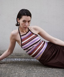 Border American Sleeve Knit Tank/ボーダーアメスリニットタンク
