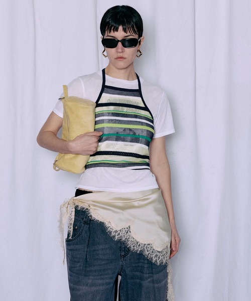 MAISON SPECIAL(メゾンスペシャル)の「Border American Sleeve Knit Tank/ボーダーアメスリニットタンク(タンクトップ・レディース・ピンク/グリーン/ブルー・FREE)」の10枚目の写真