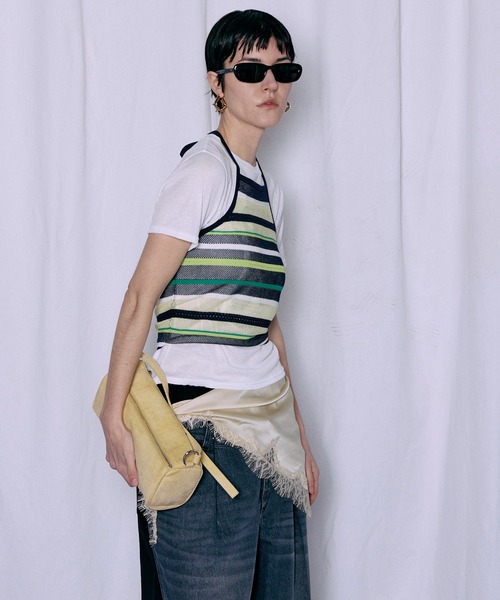 MAISON SPECIAL(メゾンスペシャル)の「Border American Sleeve Knit Tank/ボーダーアメスリニットタンク(タンクトップ・レディース・ピンク/グリーン/ブルー・FREE)」の11枚目の写真