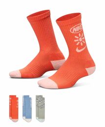 NIKE | ナイキ エブリデイ プラス キッズ クッションド クルー ソックス (3足) / Nike Everyday Plus Kids' Cushioned Crew Socks (3-Pair) IM5245-901 Multi-Color(ソックス/靴下)