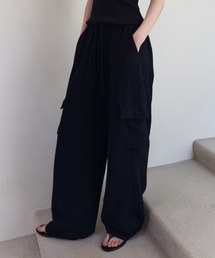 DIAGONAL（ダイアゴナル）の「CRINKLE CARGO PANTS (black)（その他パンツ）」