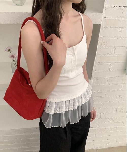 gossip!ロサンゼルス(ゴシップロサンゼルス)の「Y2K 【垢抜けレイヤードアイテム】 レースインナーキャミワンピース 重ねストラップドレス(Tシャツ/カットソー・レディース・ホワイト/ブラック/ホワイト系その他/ブラック系その他・M)」の11枚目の写真