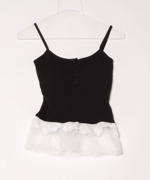 gossip!ロサンゼルス(ゴシップロサンゼルス)の「Y2K 【垢抜けレイヤードアイテム】 レースインナーキャミワンピース 重ねストラップドレス(Tシャツ/カットソー・レディース・ホワイト/ブラック/ホワイト系その他/ブラック系その他・M)」の6枚目の写真