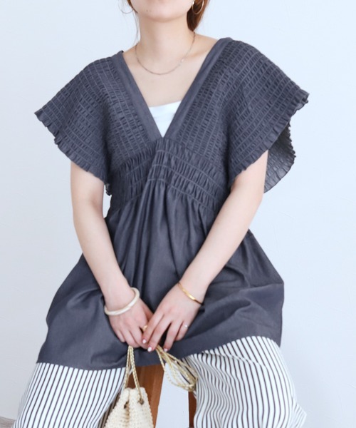 reca（レカ）の「デニムシャーリングチュニック（その他トップス・レディース・ブルー・M）」の2枚目の写真