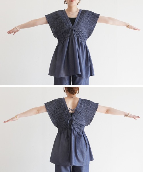 reca（レカ）の「デニムシャーリングチュニック（その他トップス・レディース・ブルー・M）」の6枚目の写真