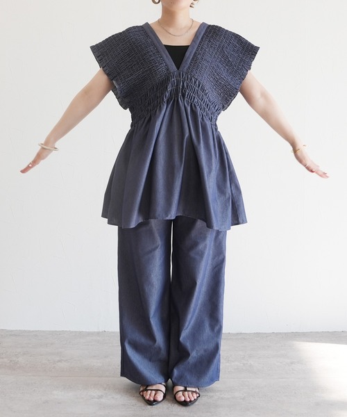 reca（レカ）の「デニムシャーリングチュニック（その他トップス・レディース・ブルー・M）」の7枚目の写真