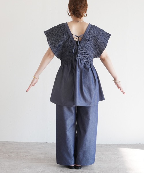 reca（レカ）の「デニムシャーリングチュニック（その他トップス・レディース・ブルー・M）」の9枚目の写真