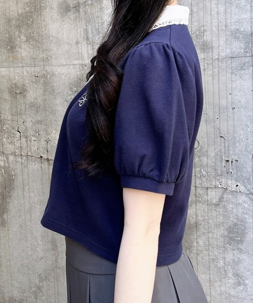 INGNI(イング)の「襟レース付胸ロゴポロシャツ(Tシャツ/カットソー・レディース・ピンク/ブラック/ネイビー/グレー・M)」の19枚目の写真