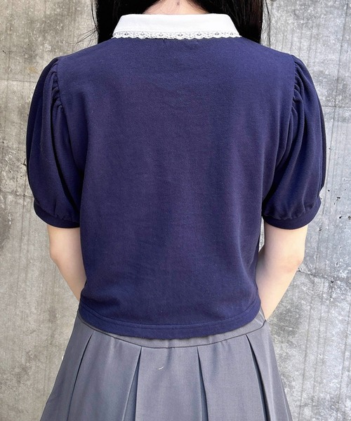 INGNI(イング)の「襟レース付胸ロゴポロシャツ(Tシャツ/カットソー・レディース・ピンク/ブラック/ネイビー/グレー・M)」の20枚目の写真