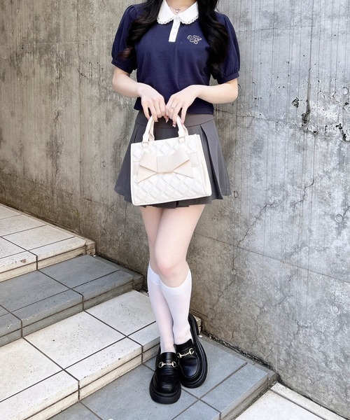 INGNI(イング)の「襟レース付胸ロゴポロシャツ(Tシャツ/カットソー・レディース・ピンク/ブラック/ネイビー/グレー・M)」の21枚目の写真
