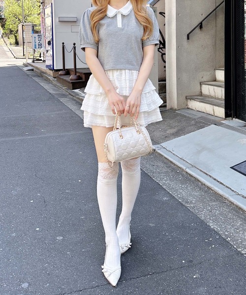 INGNI(イング)の「襟レース付胸ロゴポロシャツ(Tシャツ/カットソー・レディース・ピンク/ブラック/ネイビー/グレー・M)」の15枚目の写真