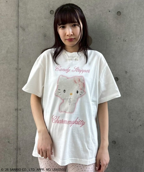Candy Stripper（キャンディストリッパー）の「【CHARMMYKITTY】PHOTO Tシャツ（Tシャツ/カットソー・レディース・ピンク/オフホワイト/ブラック・FREE）」の2枚目の写真