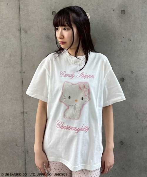 Candy Stripper（キャンディストリッパー）の「【CHARMMYKITTY】PHOTO Tシャツ（Tシャツ/カットソー・レディース・ピンク/オフホワイト/ブラック・FREE）」の4枚目の写真