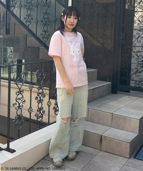 Candy Stripper（キャンディストリッパー）の「【CHARMMYKITTY】PHOTO Tシャツ（Tシャツ/カットソー・レディース・ピンク/オフホワイト/ブラック・FREE）」の14枚目の写真
