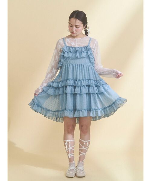 merry jenny(メリージェニー)の「シアードビーフリルミニワンピース(ワンピース・レディース・ブルー/オフホワイト/ピンク・FREE)」の7枚目の写真