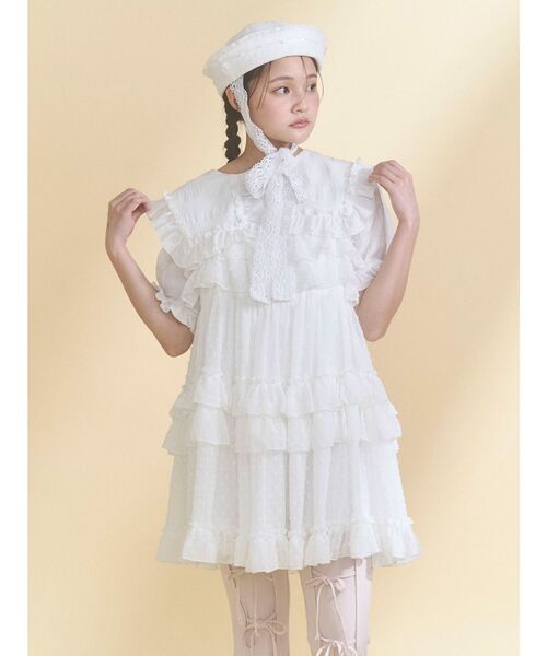 merry jenny(メリージェニー)の「シアードビーフリルミニワンピース(ワンピース・レディース・ブルー/オフホワイト/ピンク・FREE)」の9枚目の写真