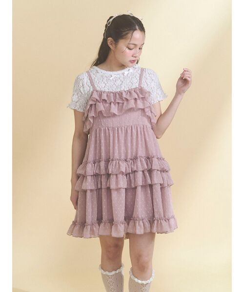 merry jenny(メリージェニー)の「シアードビーフリルミニワンピース(ワンピース・レディース・ブルー/オフホワイト/ピンク・FREE)」の12枚目の写真