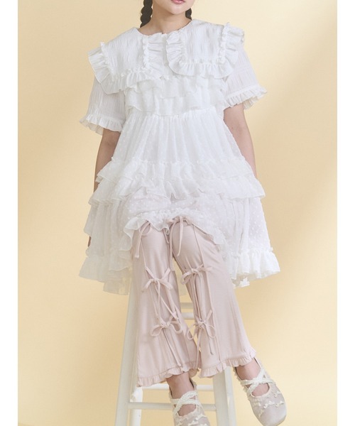 merry jenny(メリージェニー)の「シアードビーフリルミニワンピース(ワンピース・レディース・ブルー/オフホワイト/ピンク・FREE)」の1枚目の写真